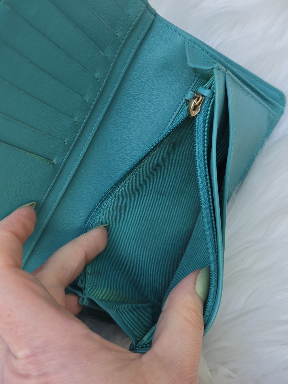 Chanel Quilted Calfskin Leather Flap Wallet Turquoise - Picture 3 of 12